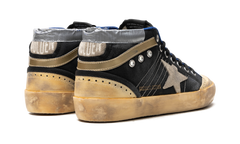MID STAR CANVAS UPPER SUEDE STAR AND HEEL NYLON TONGUE RUBBER TOE AND SPUR "BLACK ICE VANILLA GOLD"
