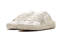 SUPER-STAR SABOT TOE CAP AND HIGH SOLE LEATHER UPPER TOE AND TONGUE SUEDE STAR "WHITE ICE"