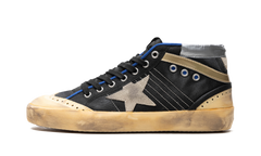 MID STAR CANVAS UPPER SUEDE STAR AND HEEL NYLON TONGUE RUBBER TOE AND SPUR "BLACK ICE VANILLA GOLD"