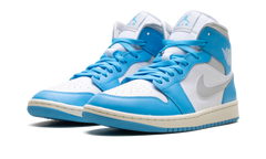 Jordan 1 Mid WMNS "Dark Powder Blue White Sail Neutral Grey" BQ6472 400