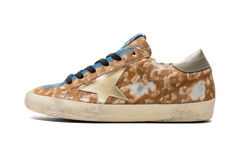 SUPER-STAR LEOPARD HORSY UPPER PAINTED NABUK TOE MIRROR STAR SHINY HEEL "LEO HAZELNUT LIGHT GREY GOLD GREY BLUE"