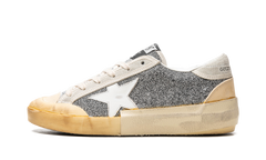 SUPER-STAR CRYSTAL UPPER LEATHER STAR CRYSTAL TOE AND TONGUE SUEDE HEEL RUBBER SPUR "SILVER WHITE ICE VANILLA"