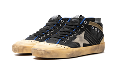 MID STAR CANVAS UPPER SUEDE STAR AND HEEL NYLON TONGUE RUBBER TOE AND SPUR "BLACK ICE VANILLA GOLD"