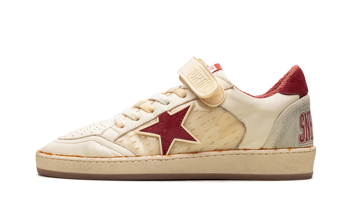 BALL STAR WITH STRAP NAPPA AND PVC UPPER SUEDE STAR SPUR AND HEEL "WHITE ICE RED PVC"