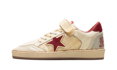 BALL STAR WITH STRAP NAPPA AND PVC UPPER SUEDE STAR SPUR AND HEEL "WHITE ICE RED PVC"