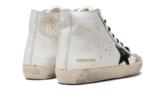 FRANCY PENSTAR FLOWERS PRINTED SUEDE UPPER AND LIST NYLON TOE LEATHER STAR "WHITE GOLD BLACK"