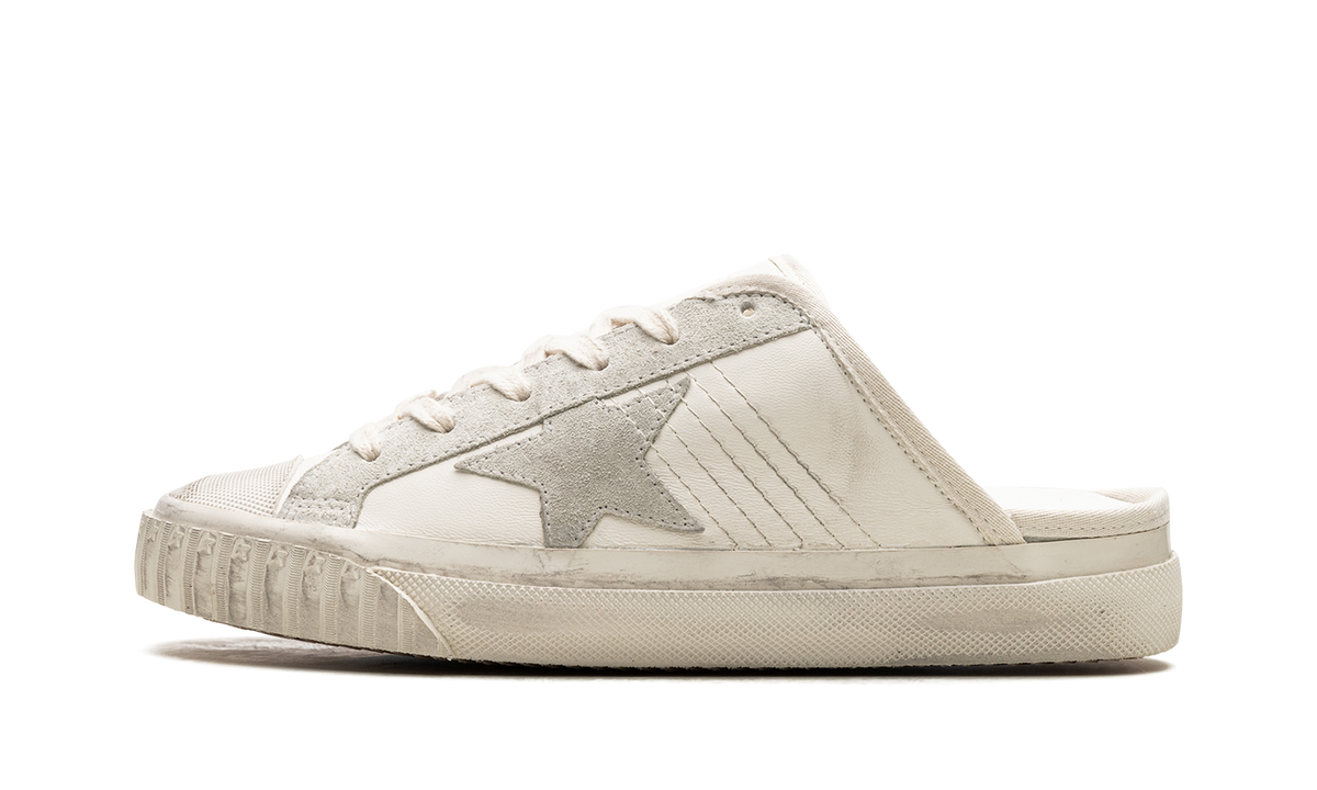 SUPER-STAR SABOT TOE CAP AND HIGH SOLE LEATHER UPPER TOE AND TONGUE SUEDE STAR "WHITE ICE"