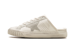 SUPER-STAR SABOT TOE CAP AND HIGH SOLE LEATHER UPPER TOE AND TONGUE SUEDE STAR "WHITE ICE"