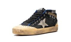 MID STAR CANVAS UPPER SUEDE STAR AND HEEL NYLON TONGUE RUBBER TOE AND SPUR "BLACK ICE VANILLA GOLD"
