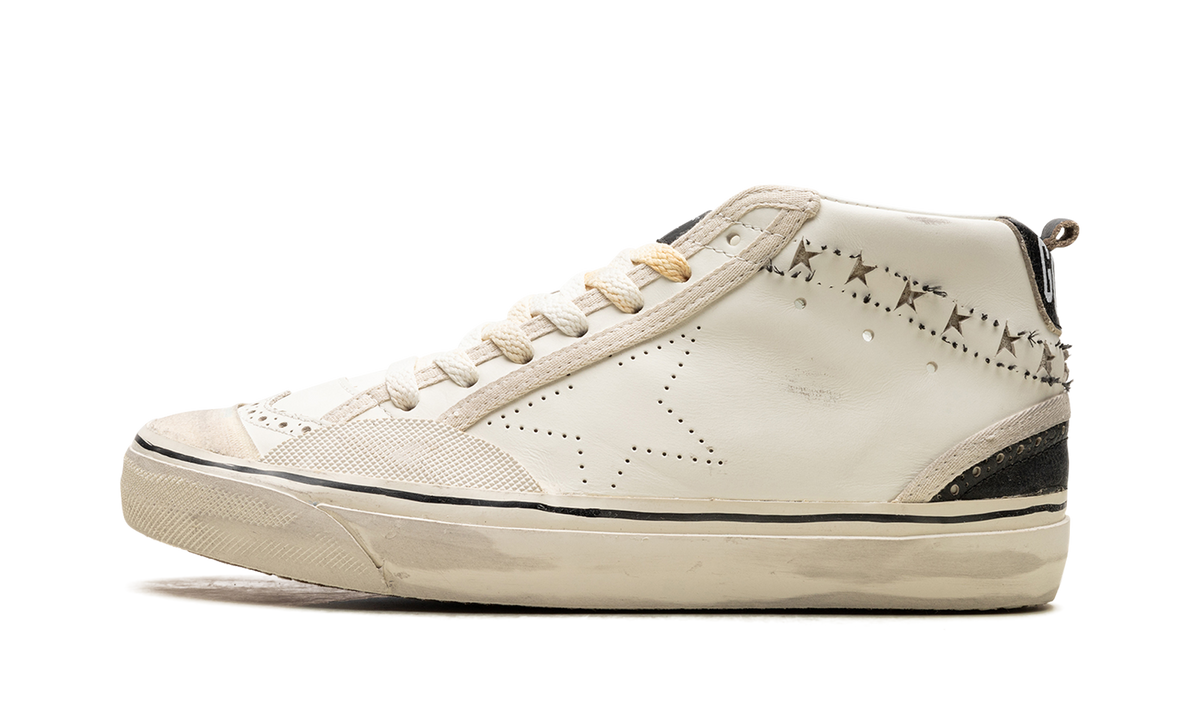 MID STAR VCE LEATHER UPPER WITH TRIMS AND STARS SKATE STAR EMBROIDERY WAVE VINTAGE LEATHER SPUR "WHITE BLACK"