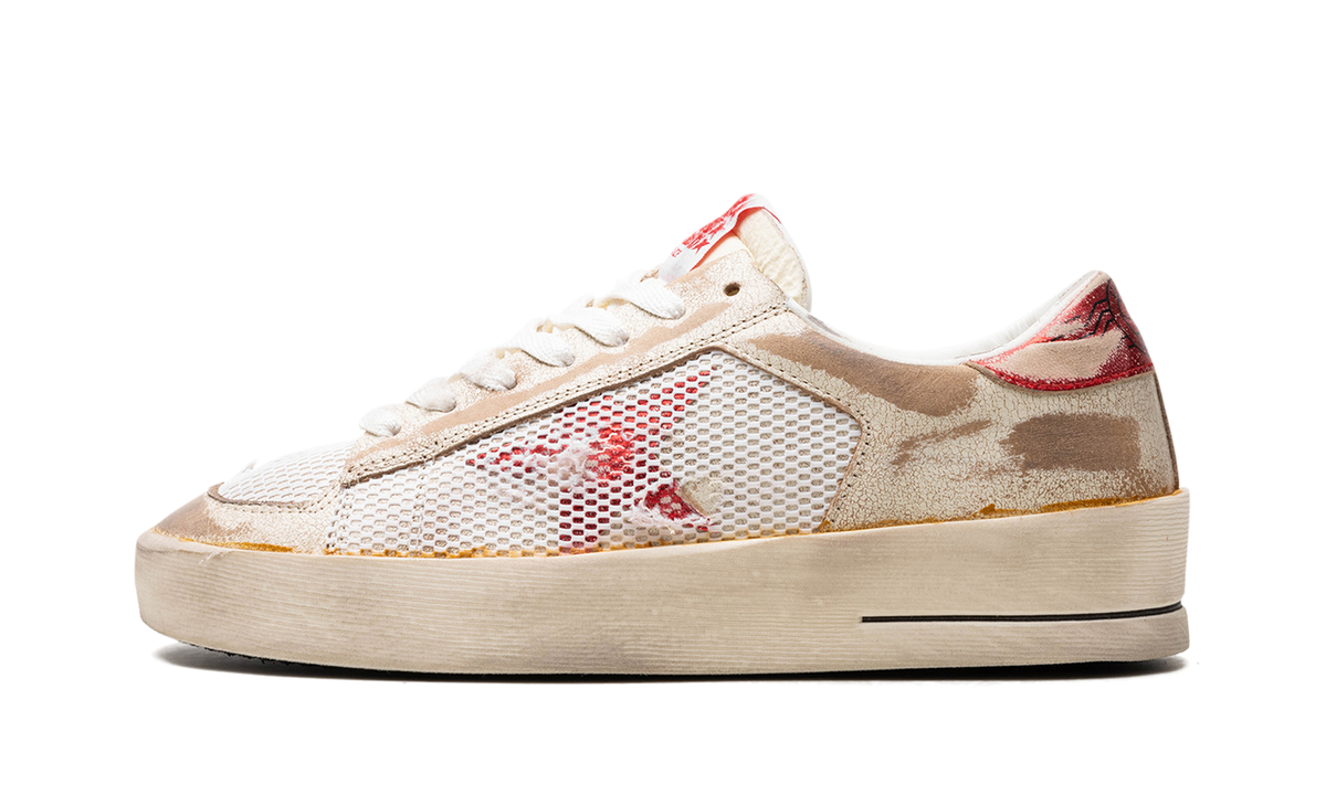 STARDAN LEATHER UPPER WITH NET LAMINATED LEATHER STAR AND HEEL LEATHER TOE "WHITE RED"