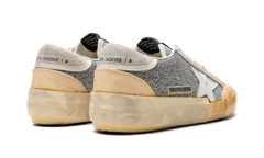 SUPER-STAR CRYSTAL UPPER LEATHER STAR CRYSTAL TOE AND TONGUE SUEDE HEEL RUBBER SPUR "SILVER WHITE ICE VANILLA"