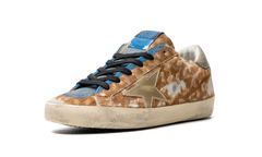 SUPER-STAR LEOPARD HORSY UPPER PAINTED NABUK TOE MIRROR STAR SHINY HEEL "LEO HAZELNUT LIGHT GREY GOLD GREY BLUE"